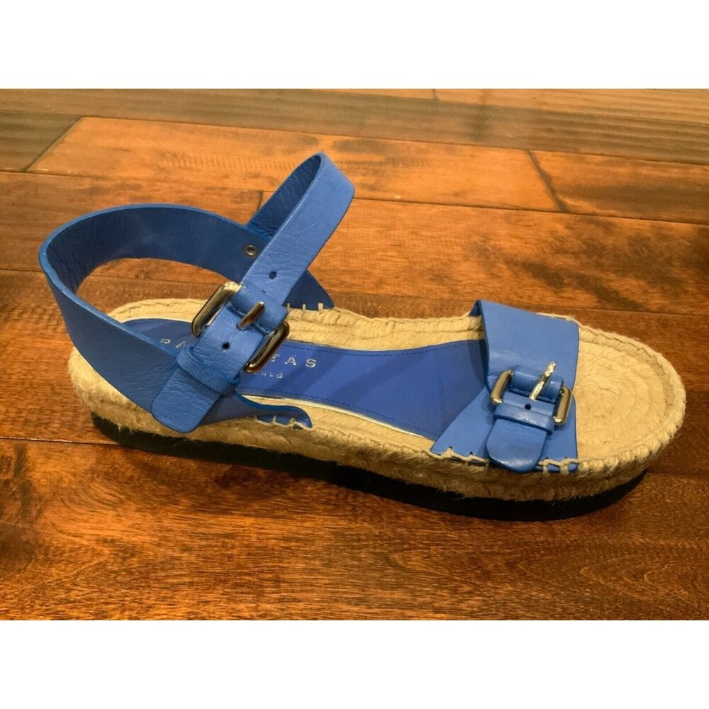 Palomitas By Paloma Marcelo Blue Leather Espadrille Platform Sandals Size 9/ 39